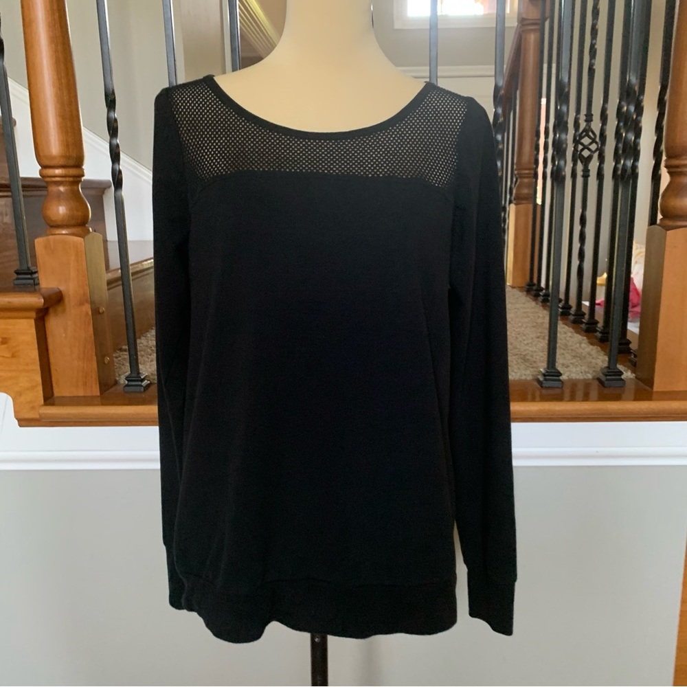 Fabletics Black Mesh Workout Top Sz L